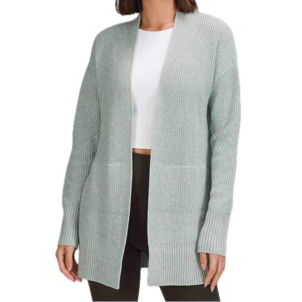 Lululemon Cashlu Cashmere Blend Sweater Wrap Cardigan in Heathered Silver Blue